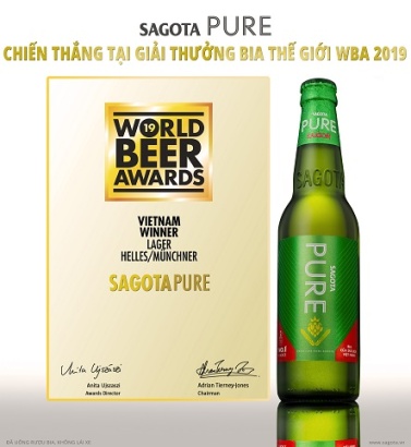 SAGOTA PURE chiến thắng tại Giải thưởng bia thế giới World Beer Awards 2019